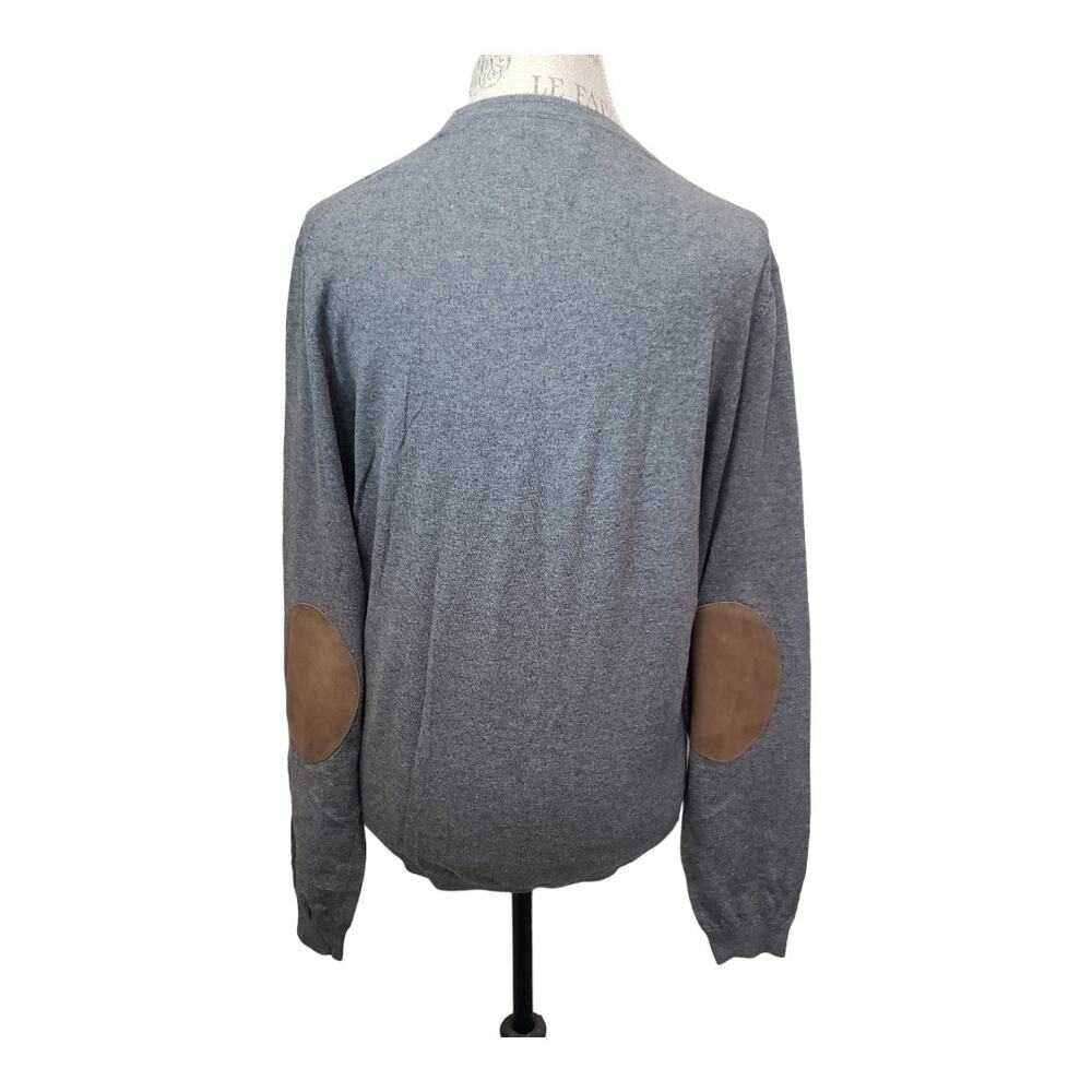 Massimo Dutti Cotton Silk Cashmere V-Neck Gray Pullover Jumper Sweater Size M
